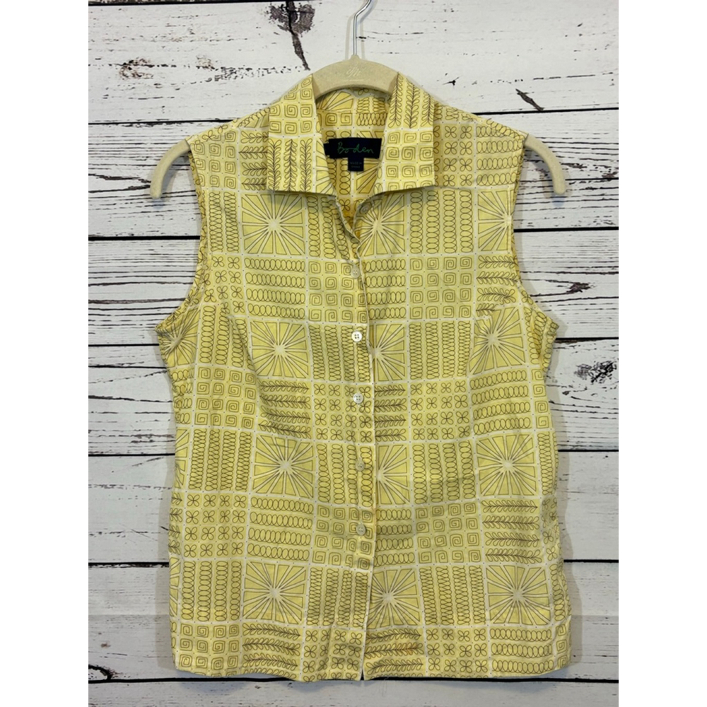 Yellow Geometric Sleeveless Top